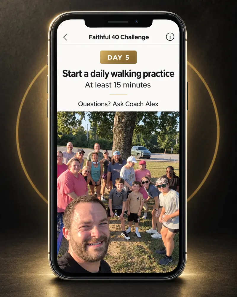 Faithful 40 Challenge community screen in the Faithful Fitness app